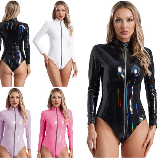 Bodysuit för Dam – Färgglad One Piece med Dragkedja & Tight Passform