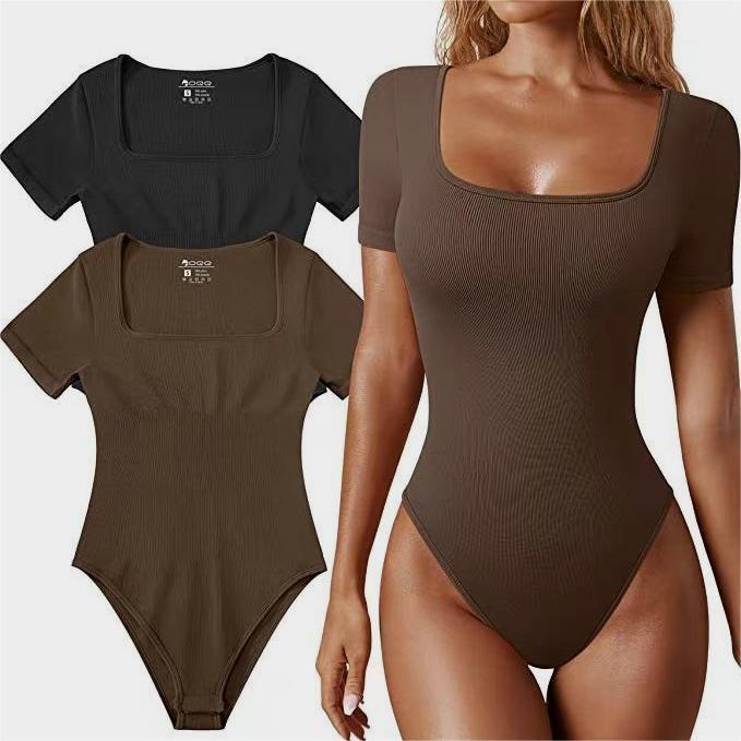 Body shaper dam – sömlös one piece korsett med kort ärm, mag- & midjekontroll