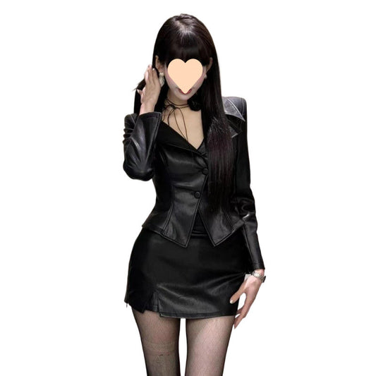 Damkappa – enfärgad långärmad modell i europeisk & amerikansk stil med midjemarkering