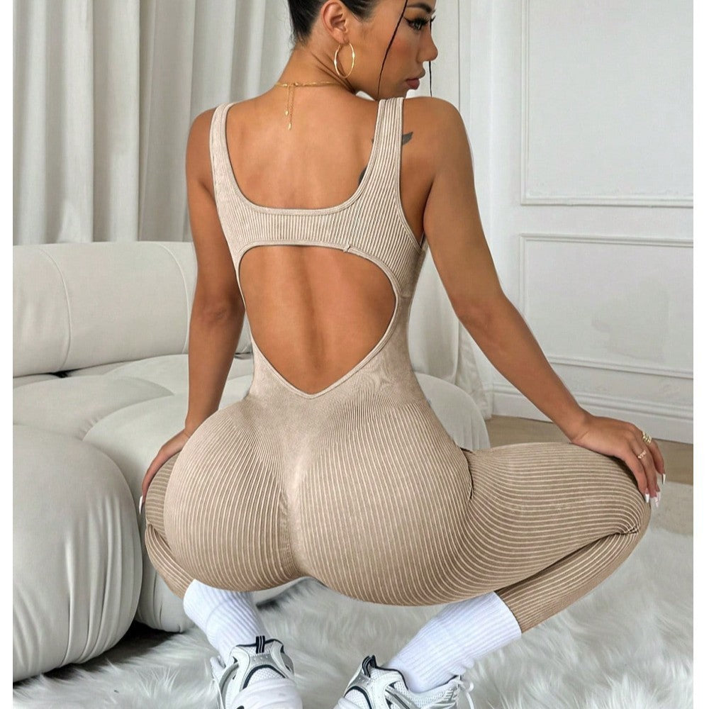 Jumpsuit för Dam – Öppen Rygg & Figurnära Byxmodell