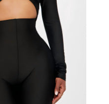 Byxdress dam – V-ringad jumpsuit med långa ärmar och smickrande passform